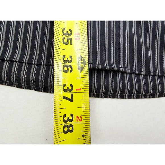 Stafford Performance X-Tall Sz 18 36-37 Black Gray White Stripe Broadcloth Shirt - Picture 7 of 9